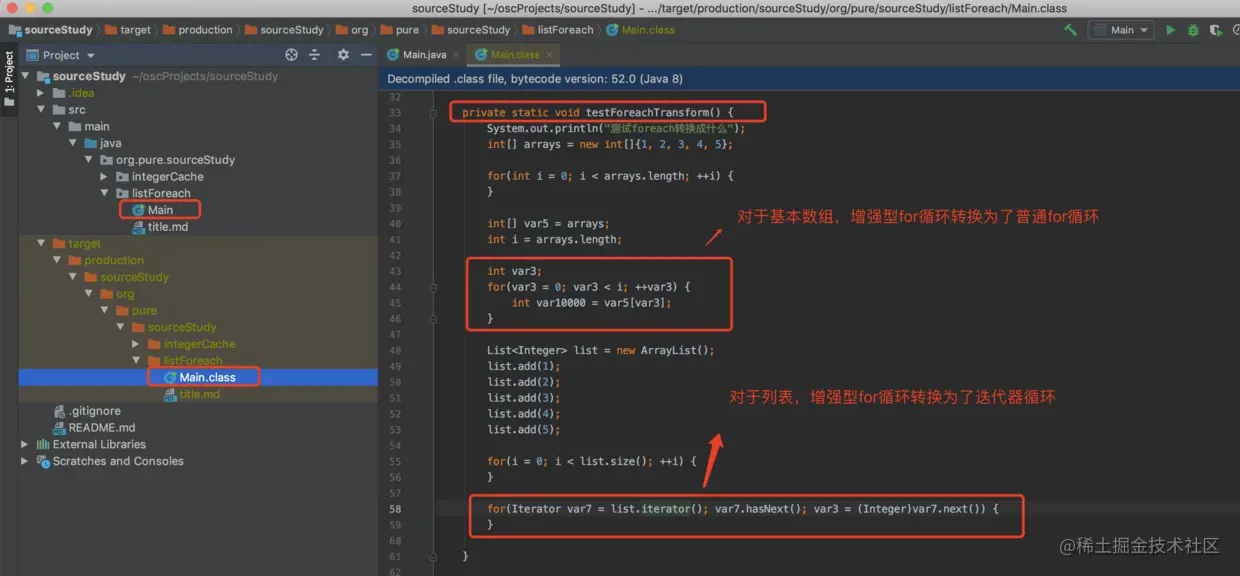 testForeachTransform方法的class编译