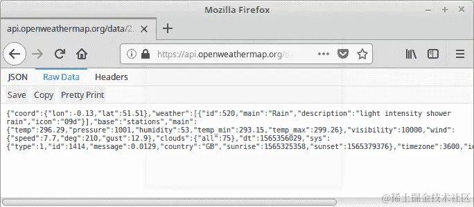 图 8.74：调用 OpenWeather API