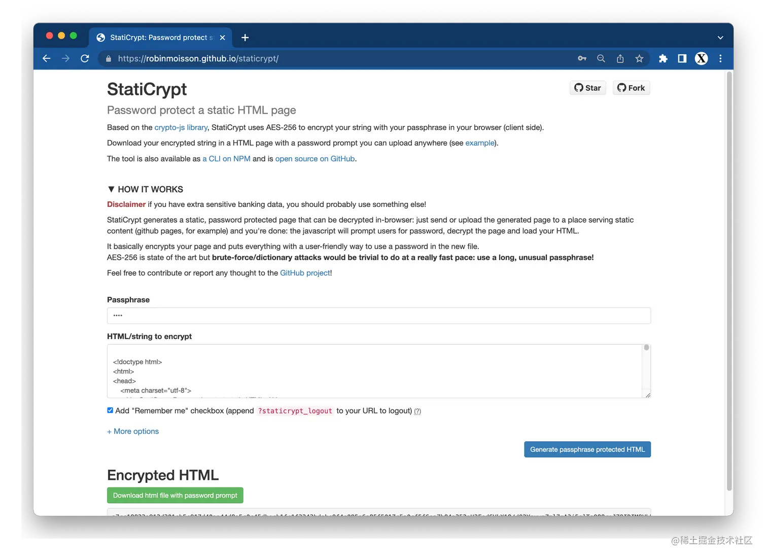 StatiCrypt: Password protect static HTML