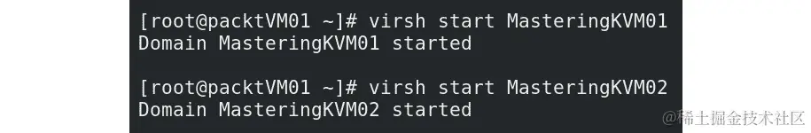 图 3.8 - 使用 virsh start 命令