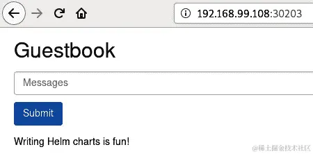 图 6.4 - Guestbook 应用程序的前端
