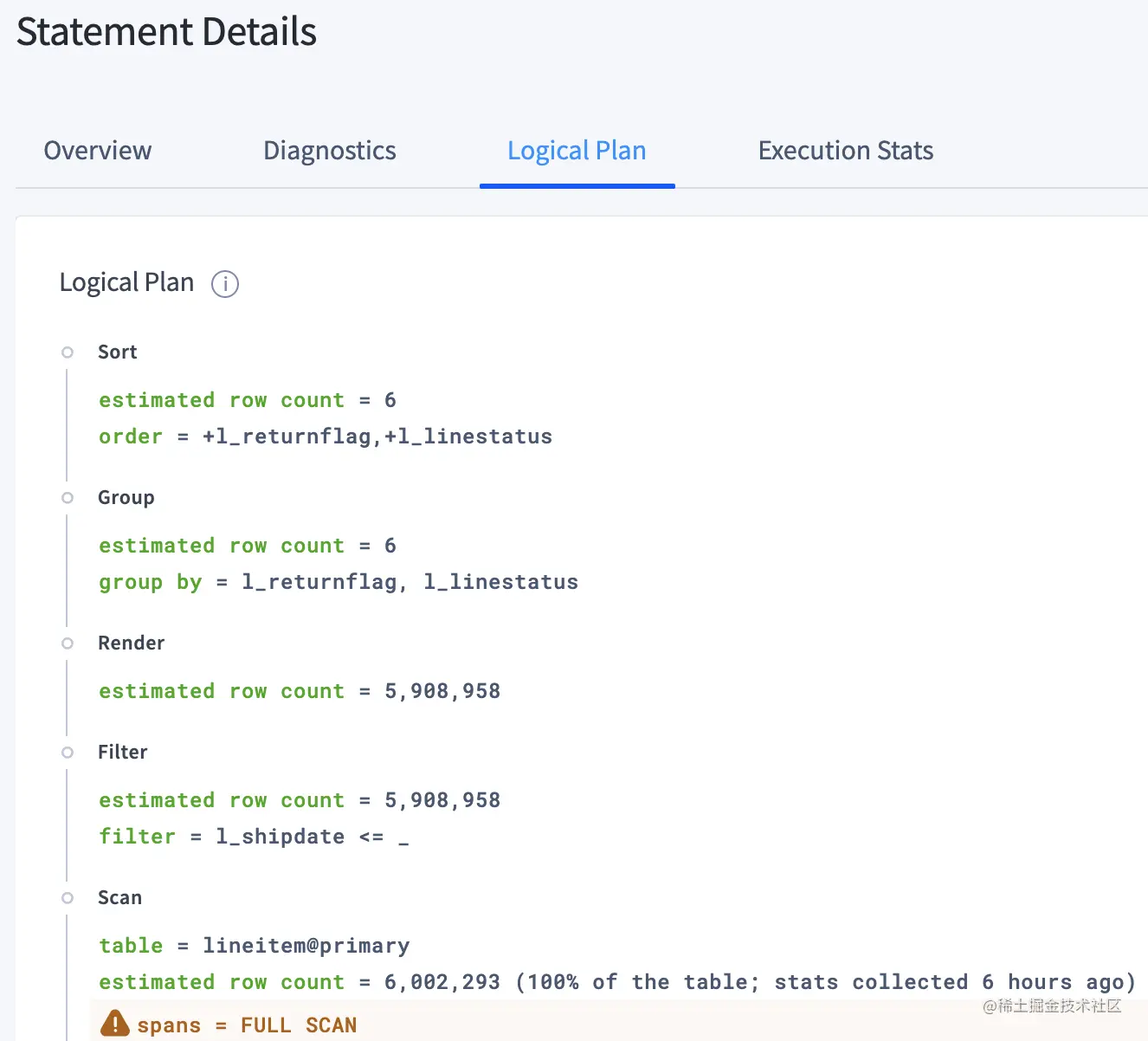 detect full table scans with the cockroach ui