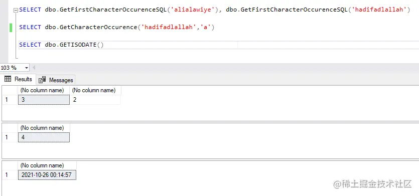 Testing the created SQL Server CLR functions
