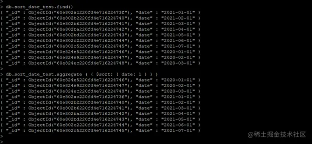 mongoDB sort by date 4