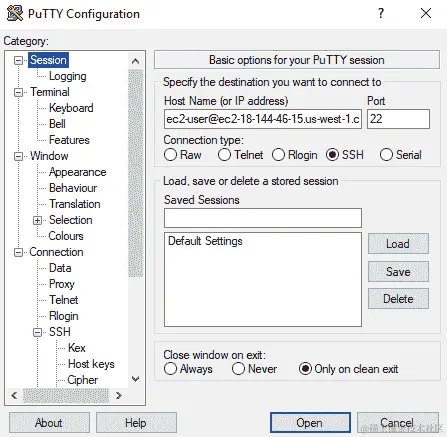 图 1.23 - PuTTY 连接