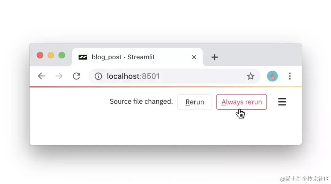 点击「Always rerun」，保证实时编程。