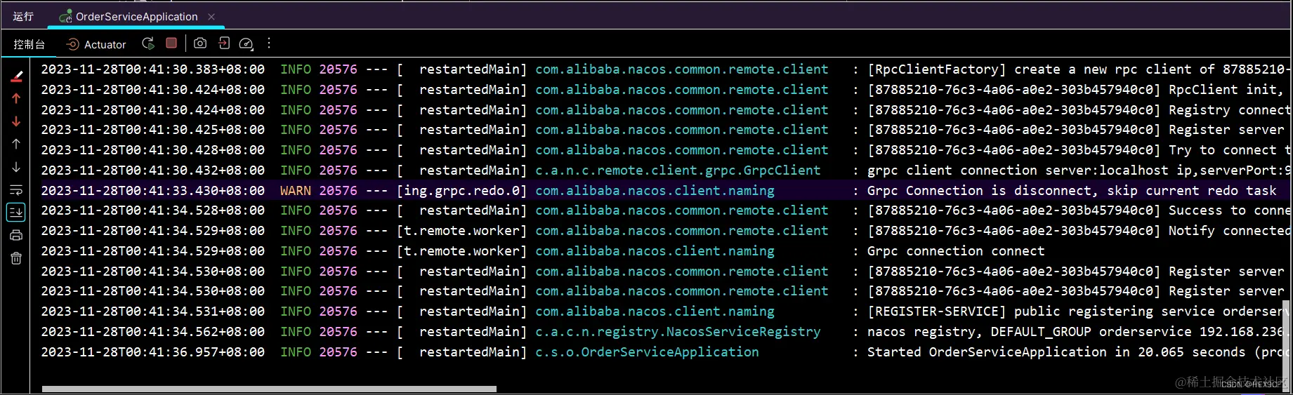 微服务启动成功截图