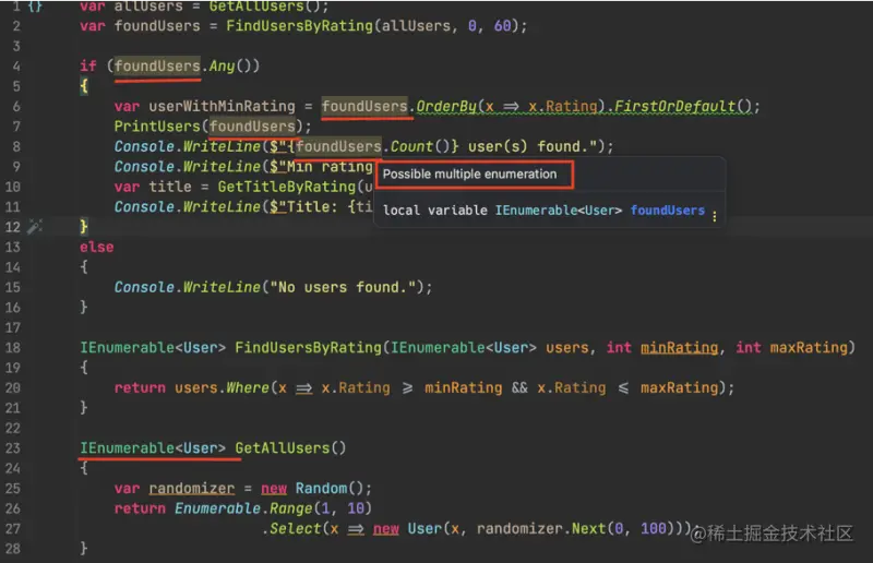 Rider: possible multiple enumeration