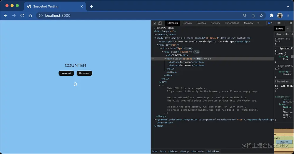 Application DOM structure
