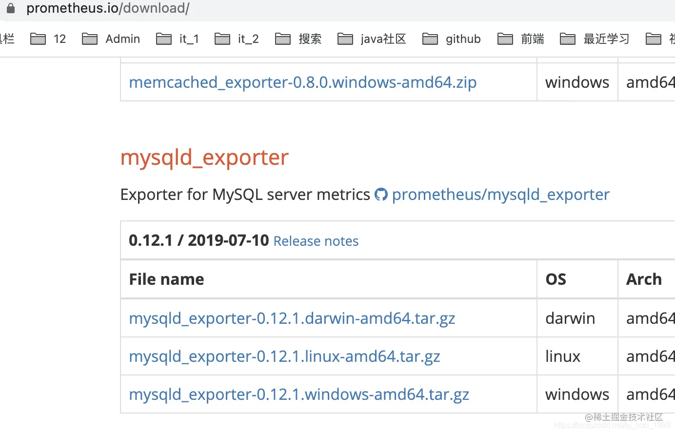mysqld_exporter下载地址