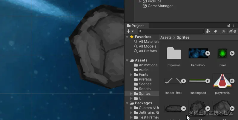 将精灵拖动到场景视图中