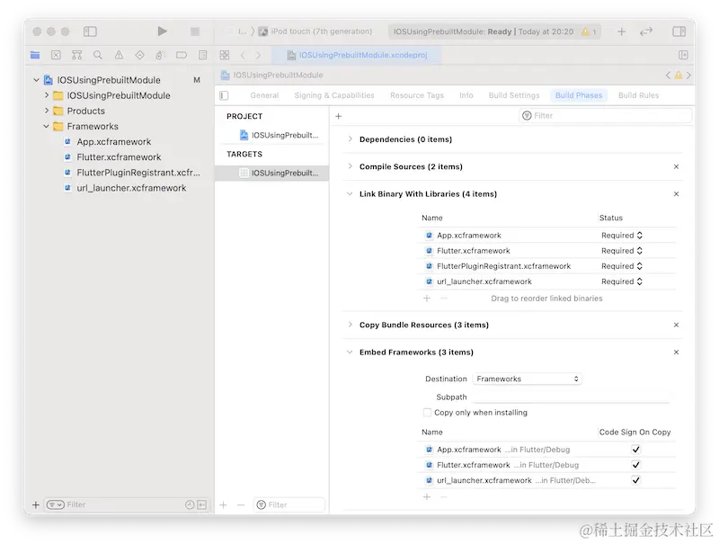 Embed frameworks in Xcode