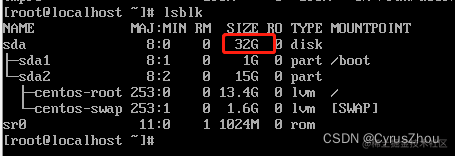 centos7 虚拟机系统磁盘扩容-小白菜博客