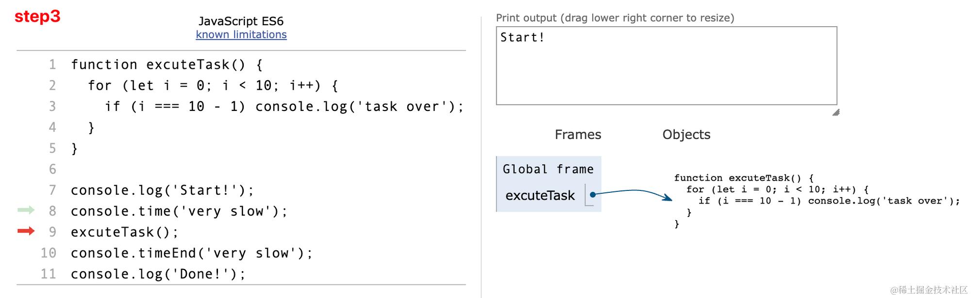 console.time('very slow') 执行后记录开始时间