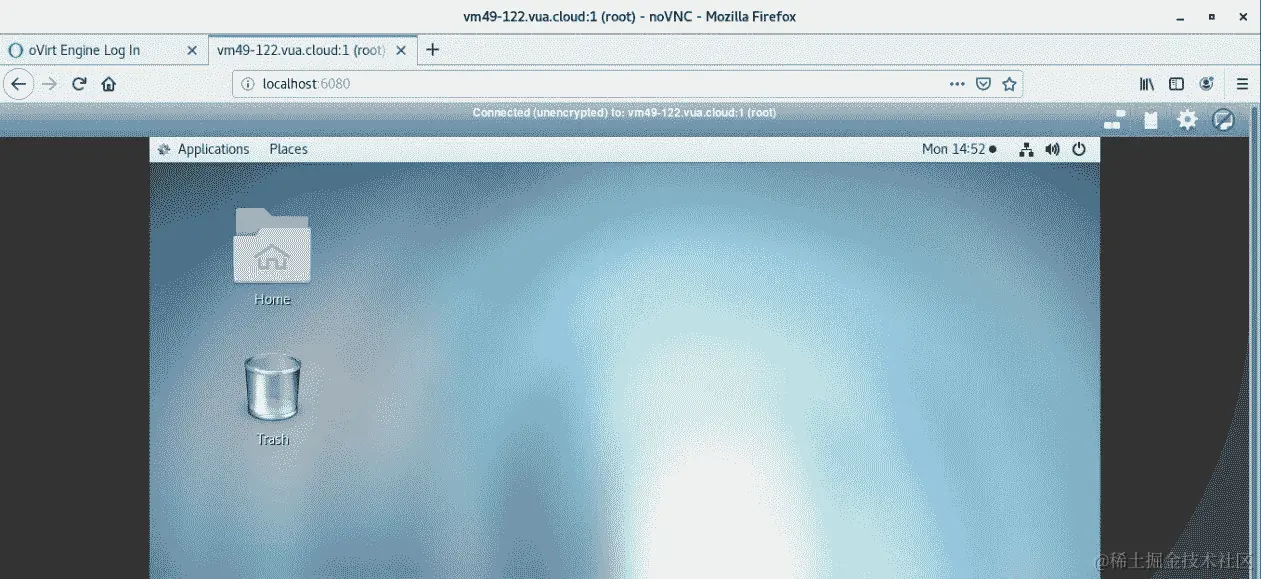 图 6.16 - noVNC 控制台实际操作 - 我们可以看到虚拟机控制台并使用它来处理我们的虚拟机
