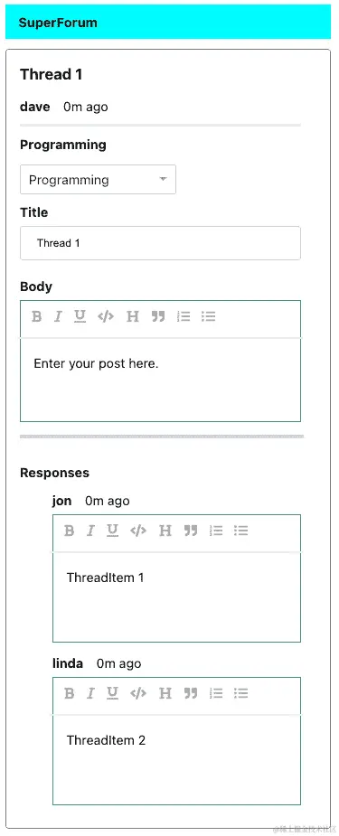 图 12.16 - 一个主题及其回复