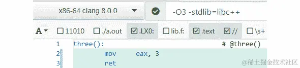 图 8.11：使用新编译器生成的汇编代码