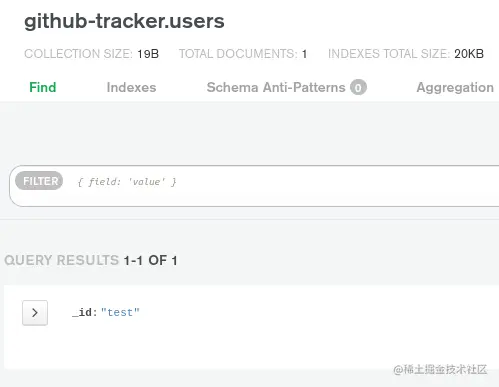 The users collection in Atlas