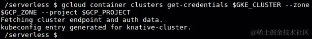 图 6.5：获取 GKE 集群的凭据