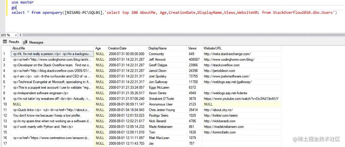 Data from Remote SQL Server