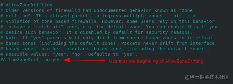 禁用 AllowZoneDrifting