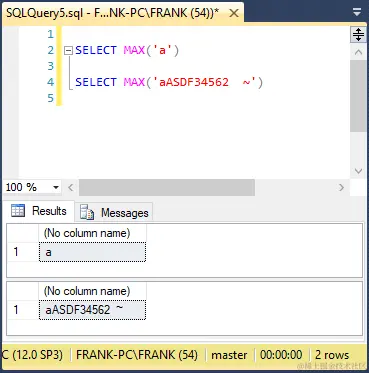The Tsql MAX function with a one-string input parameter.