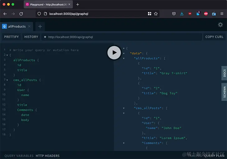 An image of the GraphQL Playground