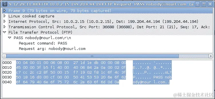 检查 FTP 数据包