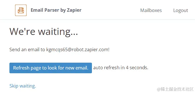 图 9.2 – Zapier 邮件解析器创建邮箱