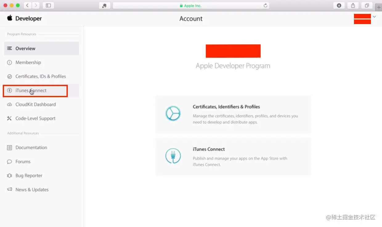 点击“iTunes Connect”