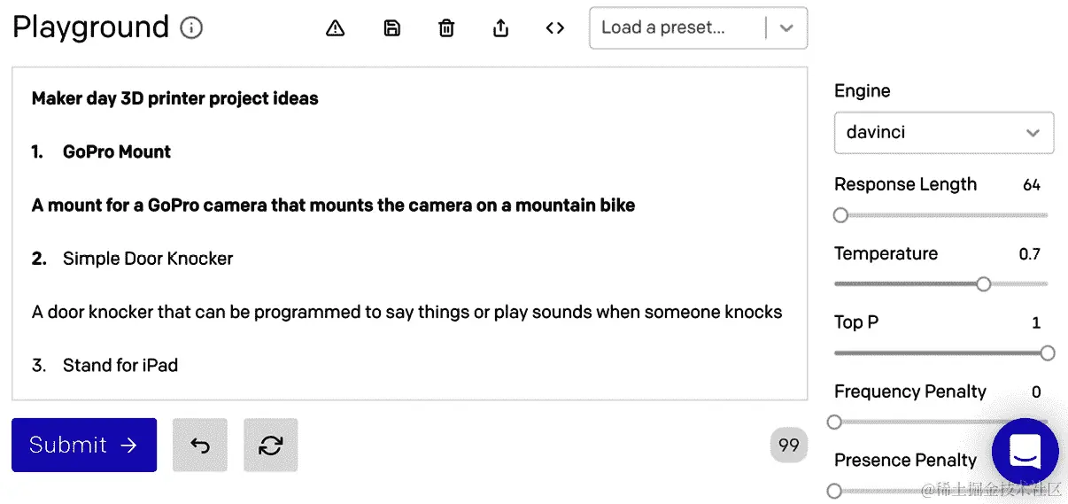 图 2.3 – 文本生成示例 – 3D 打印项目创意