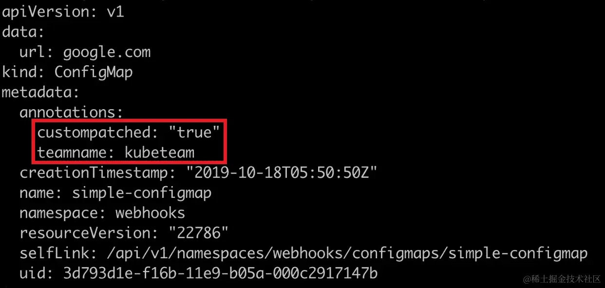 图 16.5：检查我们的 ConfigMap 上修改的注释