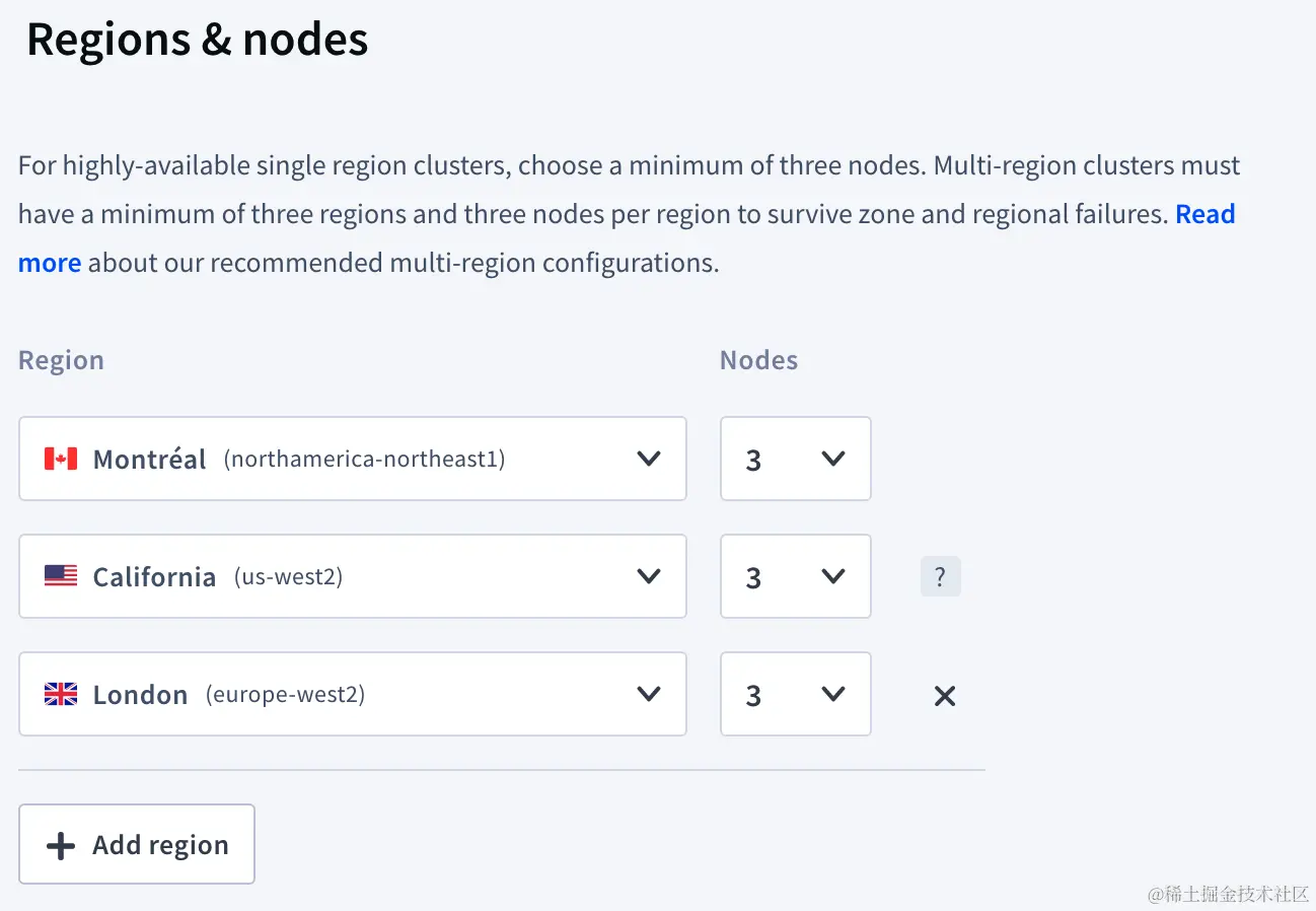 cockroachcloud choose regions and nodes