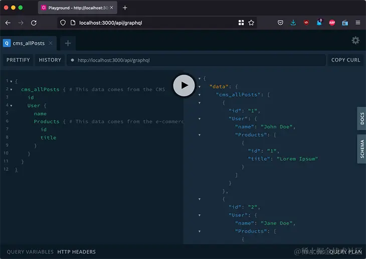 Executing a GraphQL query from a merged schema