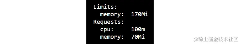 显示 CoreDNS Pod 的限制和请求的 describe 命令。