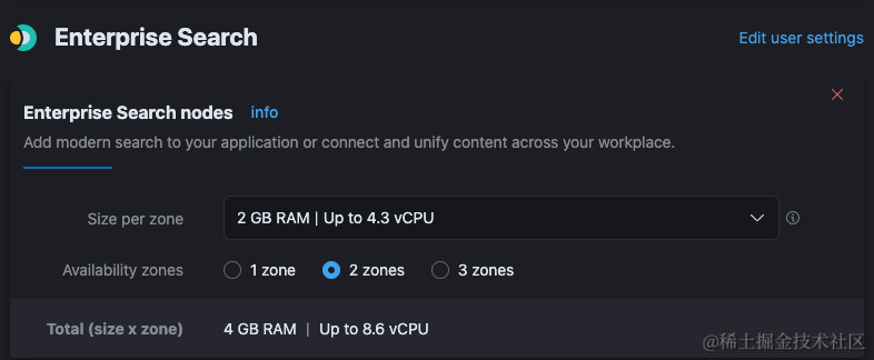 Edit user settings on Enterprise Search