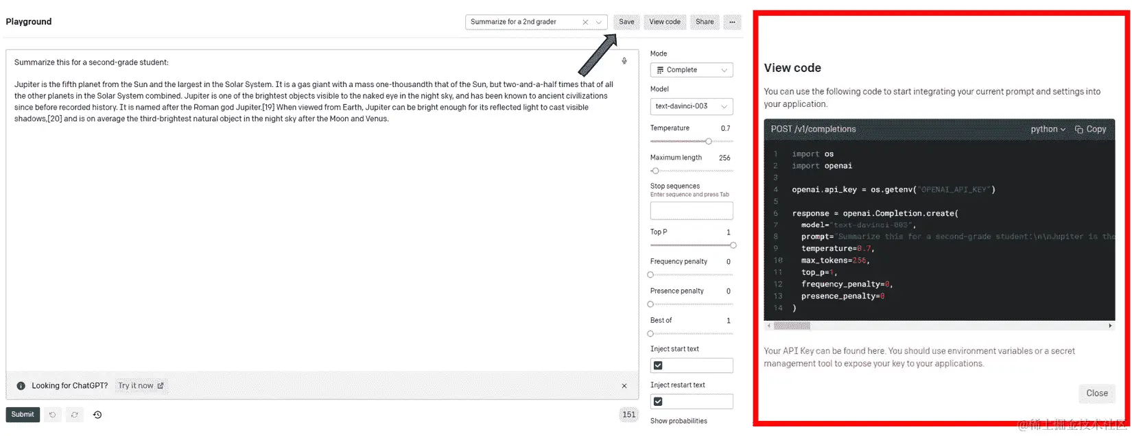 图 2.8 - 使用自然语言提示调用 GPT3 模型的 Python 代码