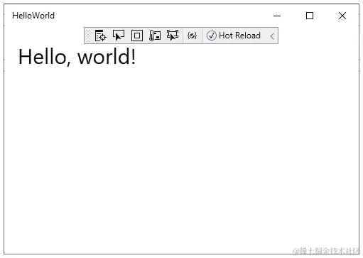 图 2.8 - 运行在 Windows 10 上的 HelloWorld 应用程序的屏幕截图