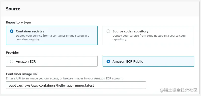 Container and source code menu options