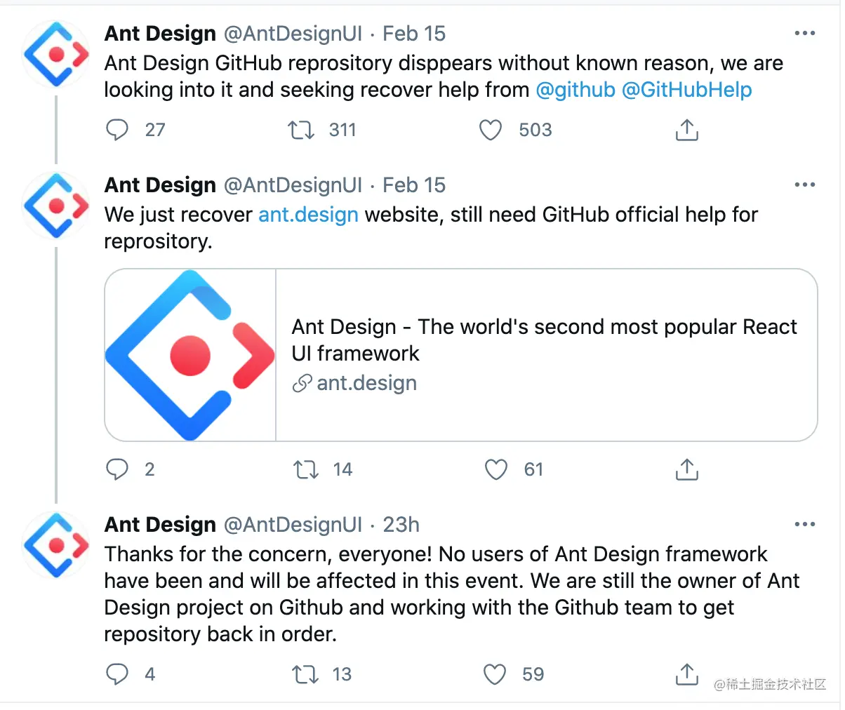 Ant Design官方推发布消息