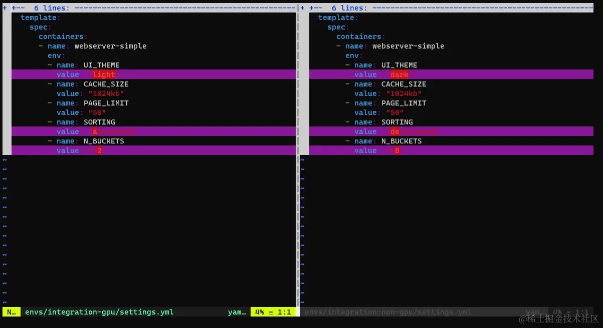 GitOps settings diff