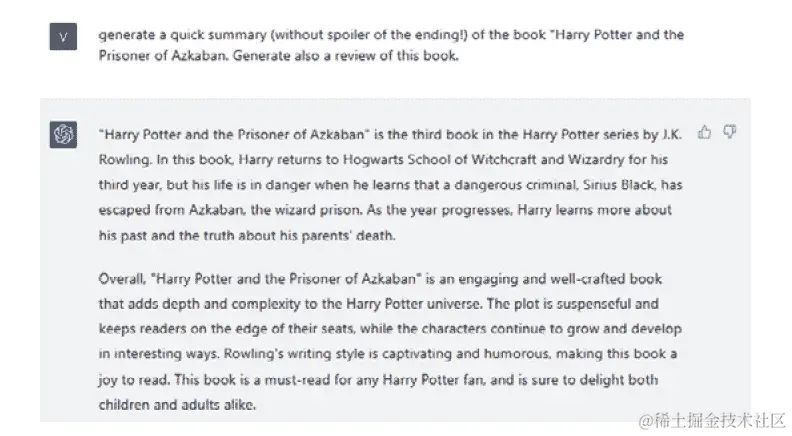 图 5.21 – ChatGPT 提供书籍摘要和评论的示例