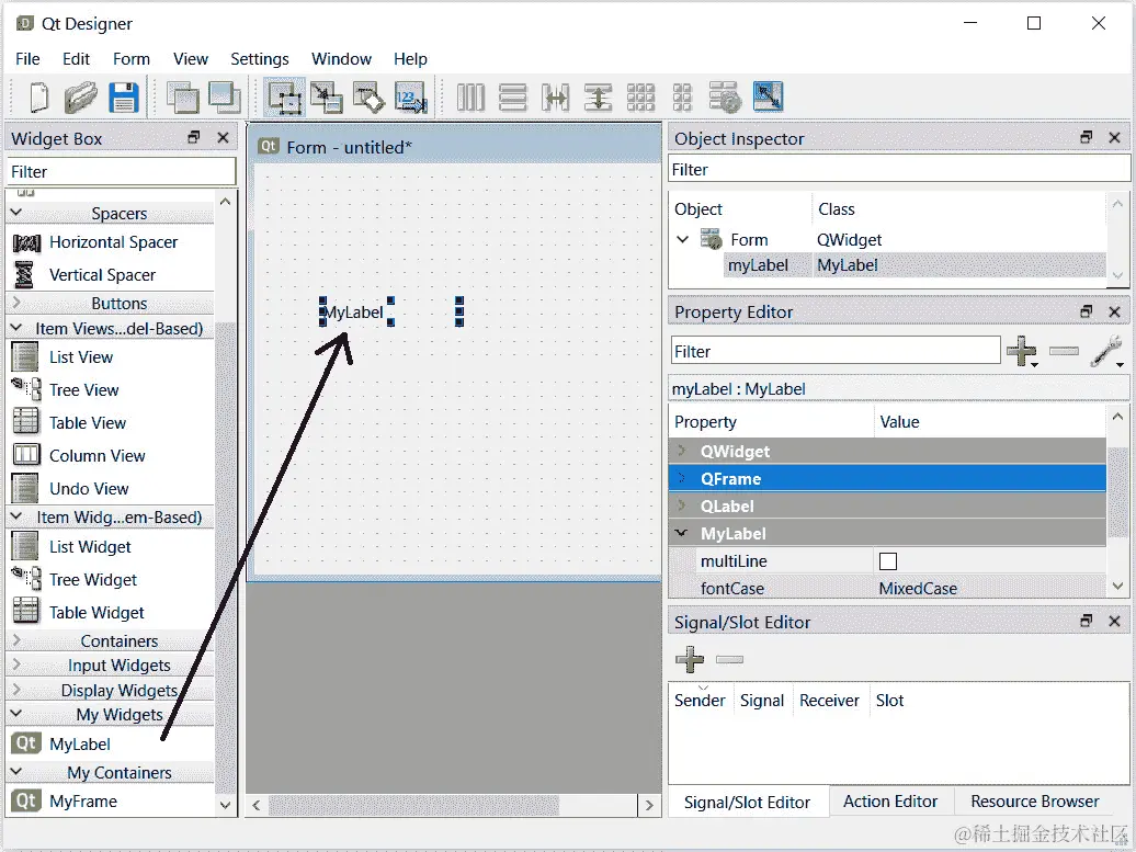 图 3.20–在 Qt Designer 中可用的导出小部件