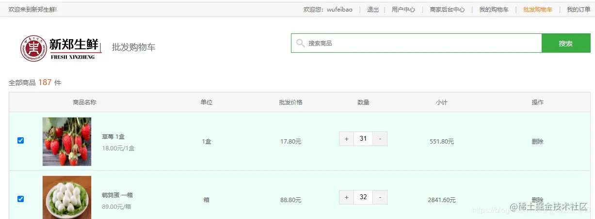 新郑生鲜-批发购物车