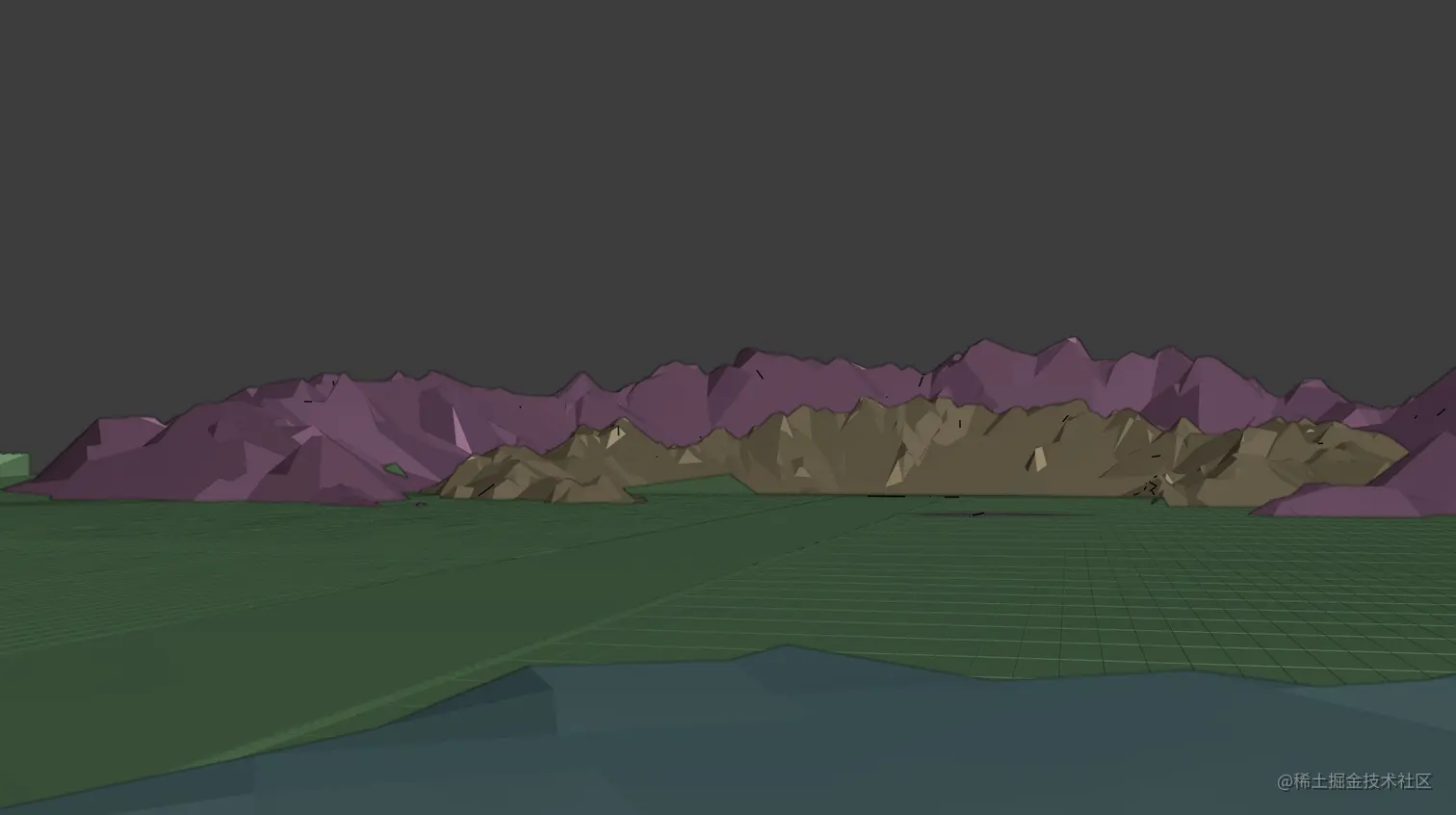 插画场景初始布局-新月形山脉制作