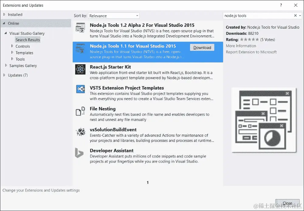 使用 Node.js 与 Visual Studio 2015