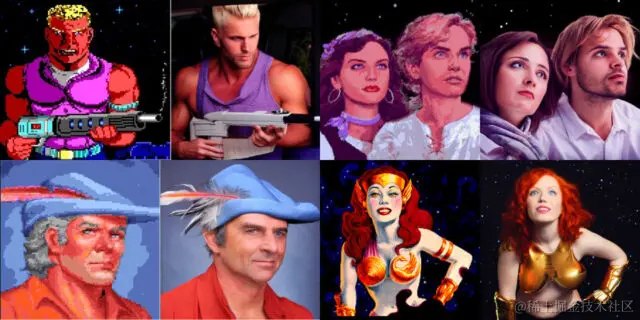来自 <em>Duke Nukem</em>、<em>The Secret of Monkey Island</em>、<em>King's Quest VI</em> 和 <em>Star Control II</em> 的肖像获得了由 Stable Diffusion 提供支持的风扇升级。
