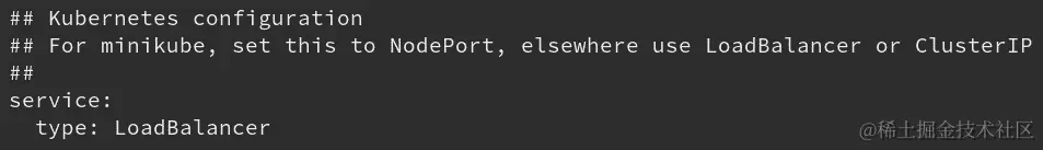 图 3.11 - 运行 helm show values 后返回的 LoadBalancer 数值