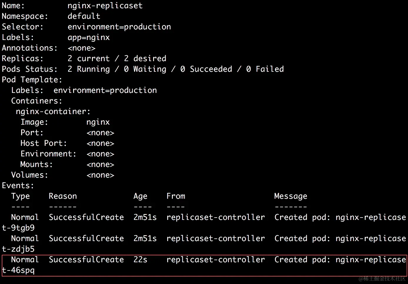 图 7.3：描述 ReplicaSet