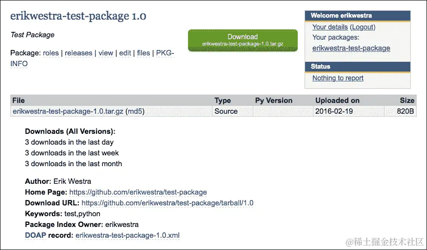 提交到 Python 软件包索引